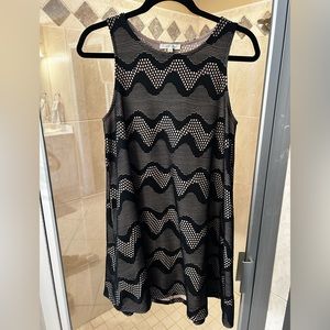 Black and tan shift dress